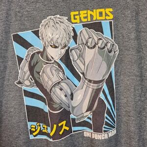 One Punch Man Genos Graphic T-Shirt Mens Large Charcoal Grey Anime Manga Tee